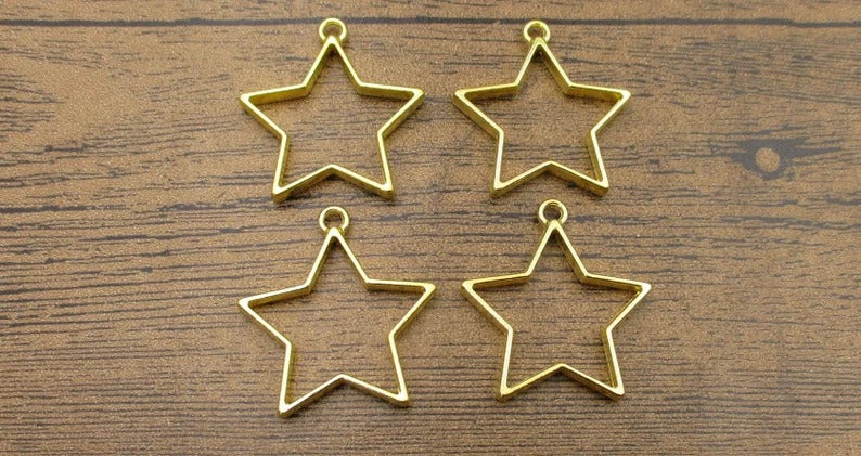 Metal Star shape bezel Pendant Charm, UV Resin, DIY Customize Art & Craft 1pc