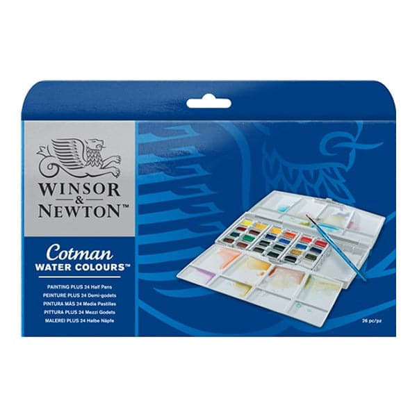 Winsor & Newton Cotman Water Colours Watercolor Set – 12 Half & 24 Half
