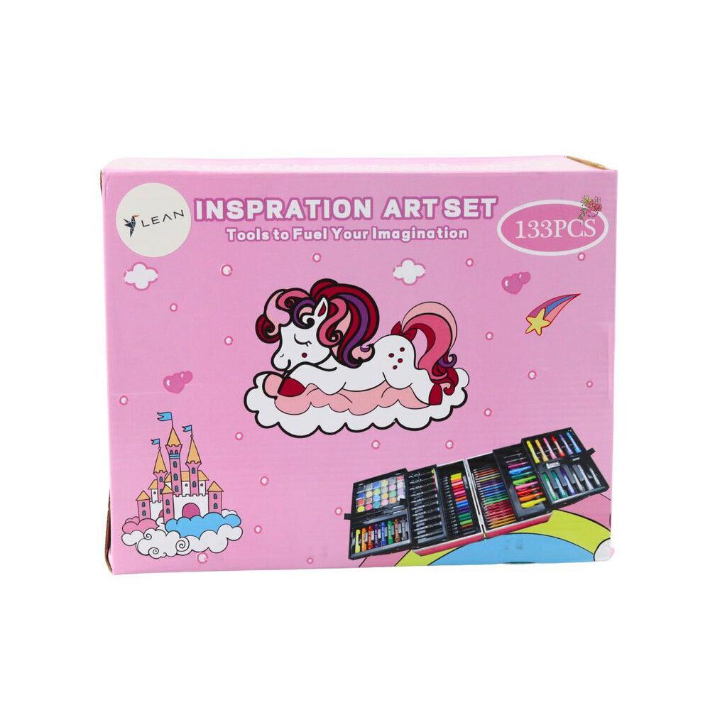 Moon Rocket 113pcs Art Kit – Space Theme Coloring & Drawing Set (Blue & Pink)