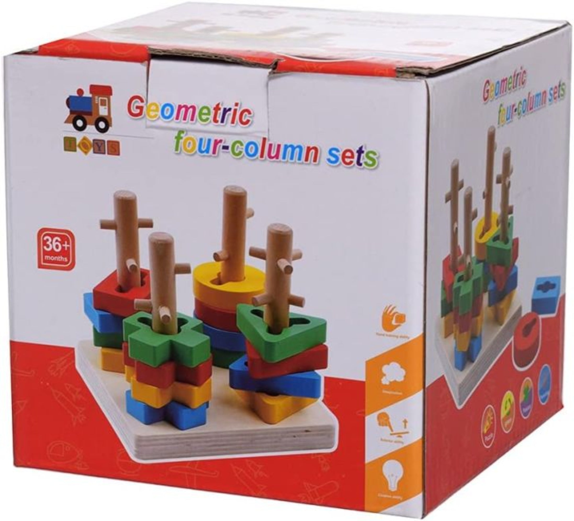 Wooden Toy Geometric Four Column