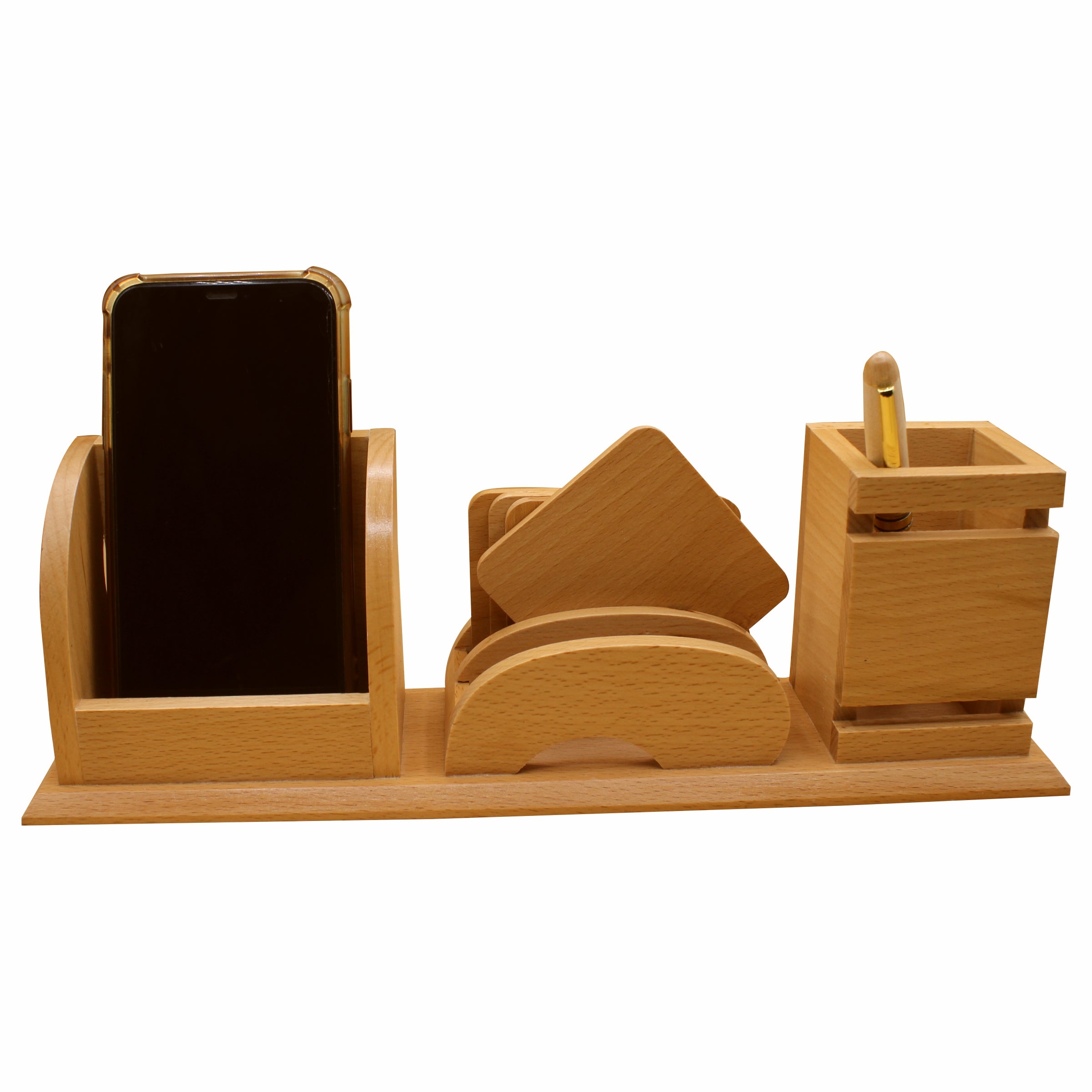 Wooden Table Desk Organizer with Wooden Ballpoint Pen Deal No.207