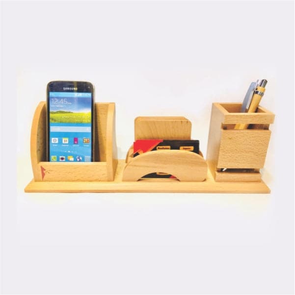 Wooden Table Desk Organizer with Wooden Ballpoint Pen Deal No.207