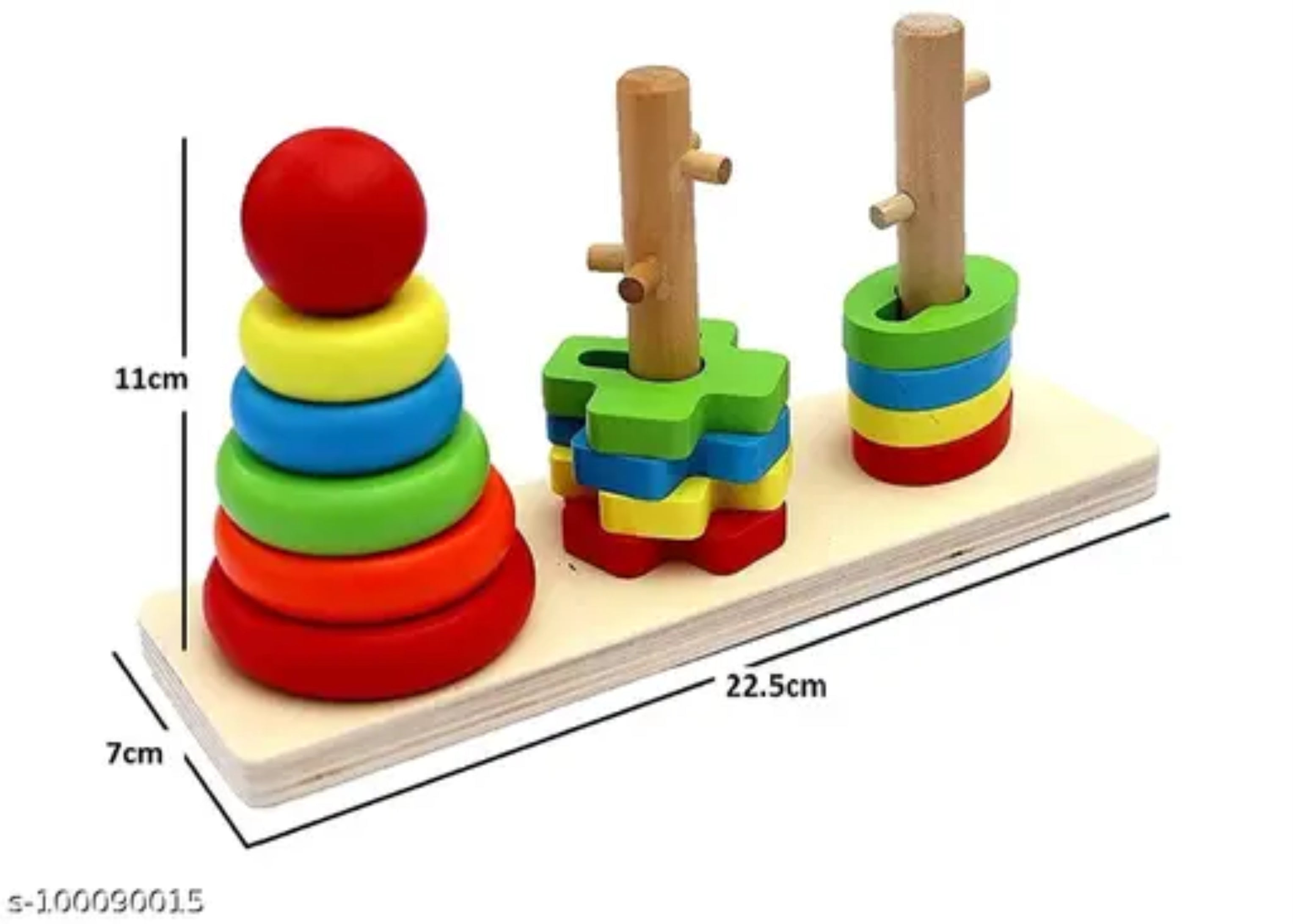Wooden Toy Rainbow Tower Small (3 Column With Box)