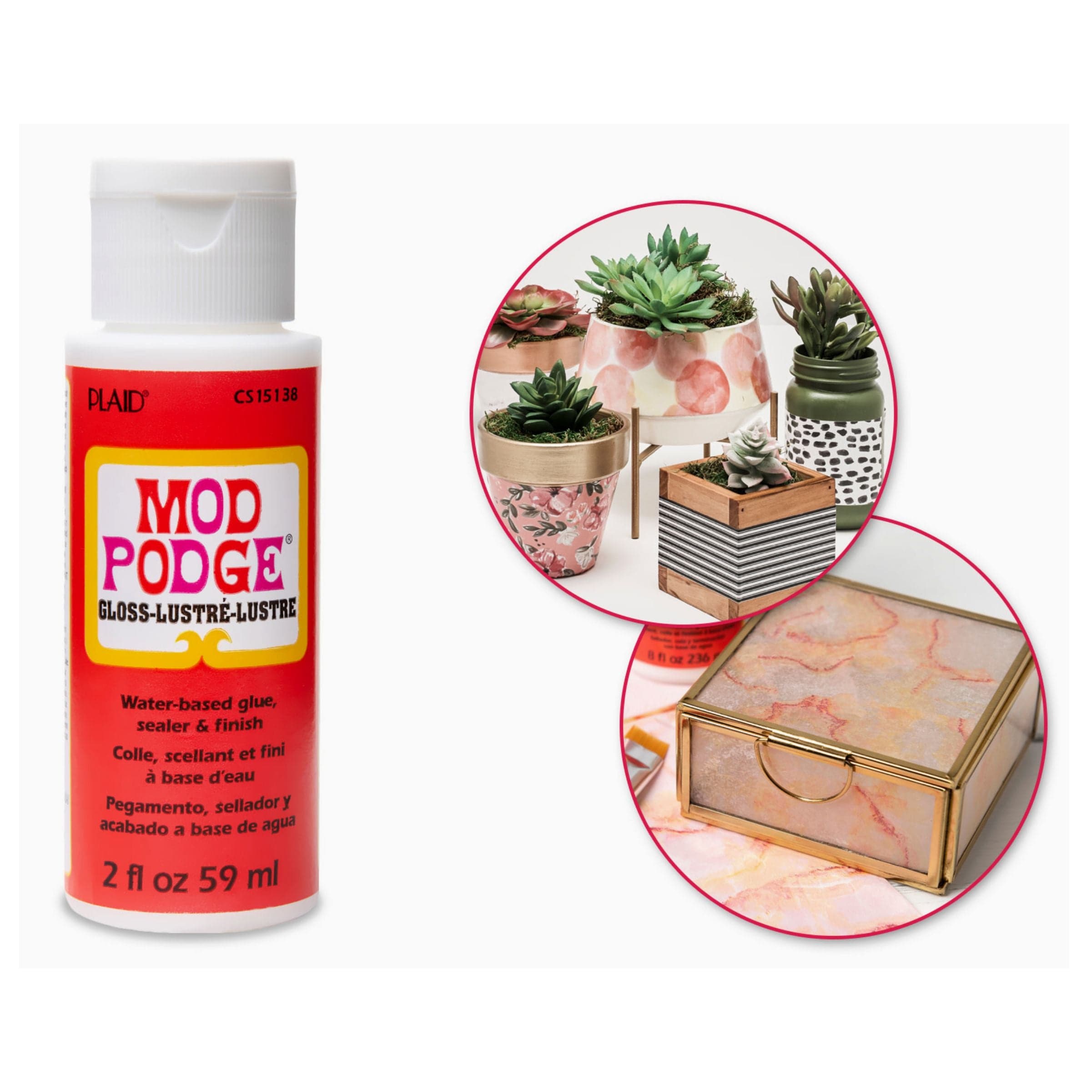 ThingamaJungle Decoupage Set: Mod Podge Glue (8 oz. Each) Matte and Glossy Finish Bundle with 12 Foam Brushes (1 in.) and 'Make Stuff' Magnet, Metal