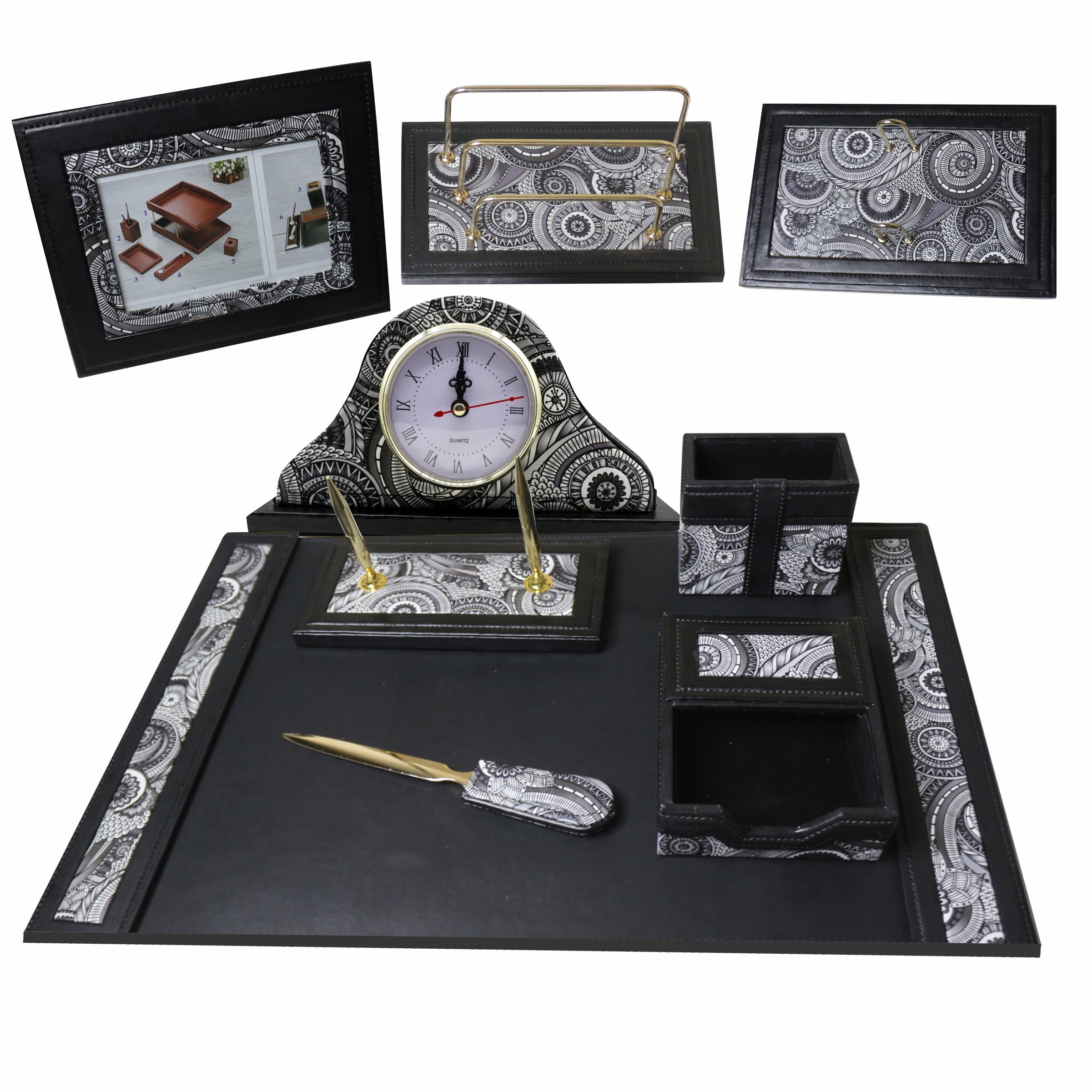 Sensa Luxury Executive Wooden Table Organizer 11pcs Set #245