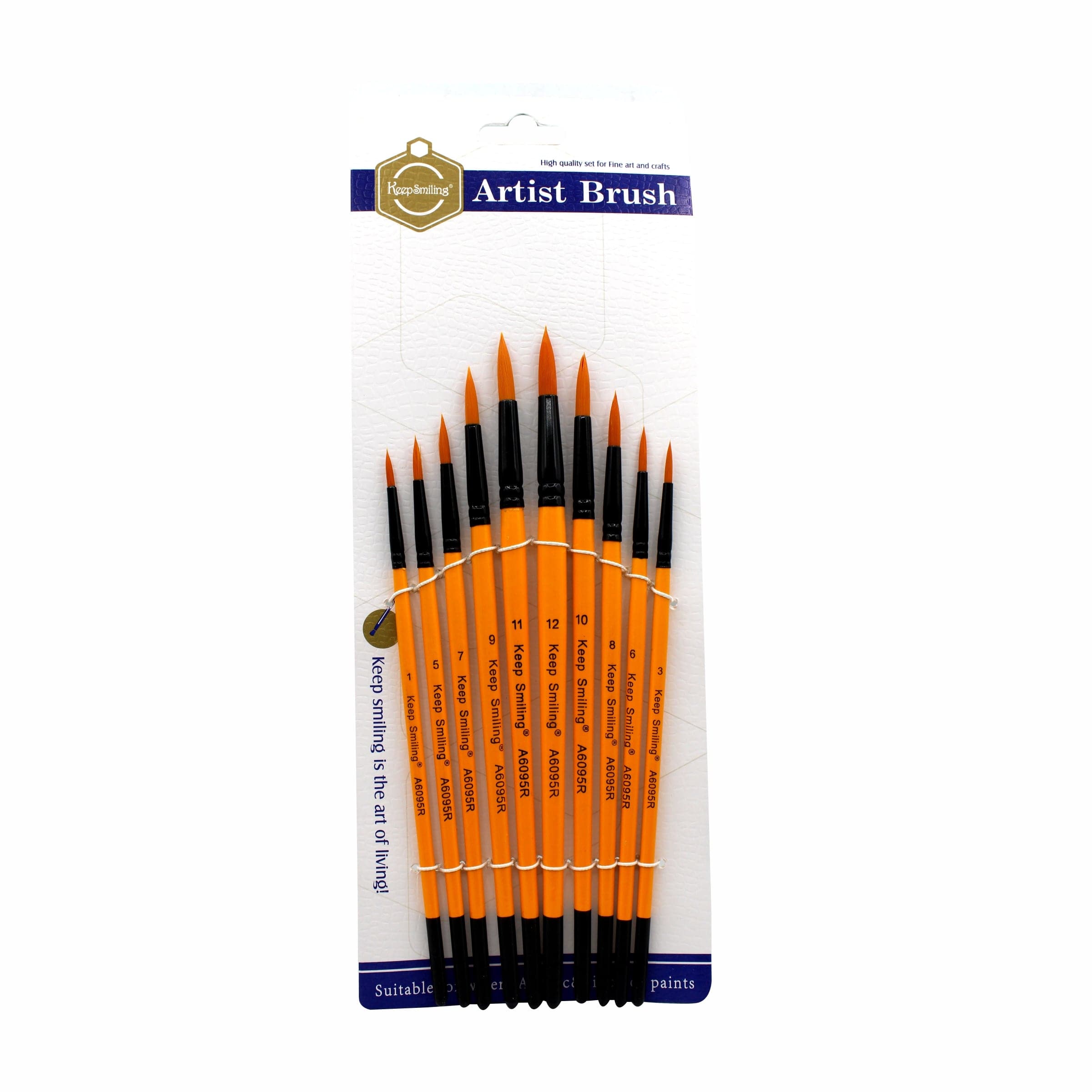 Keep Smiling Acrylic Round Brush Pack of 10