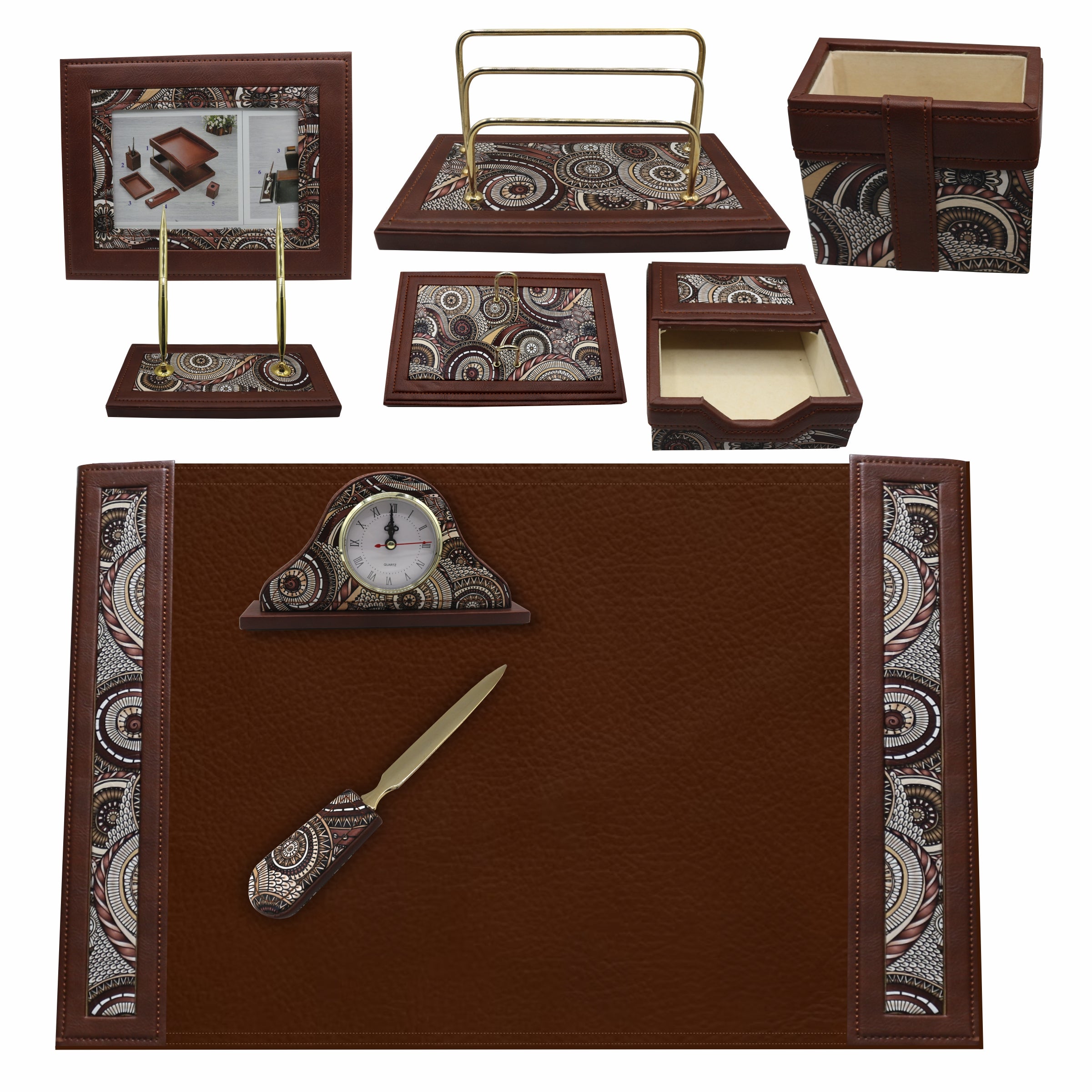 Sensa Luxury Executive Wooden Table Organizer 11pcs Set