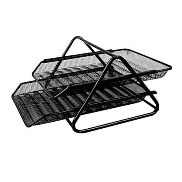 Letter Tray 2 Step Metal Mesh (Black)