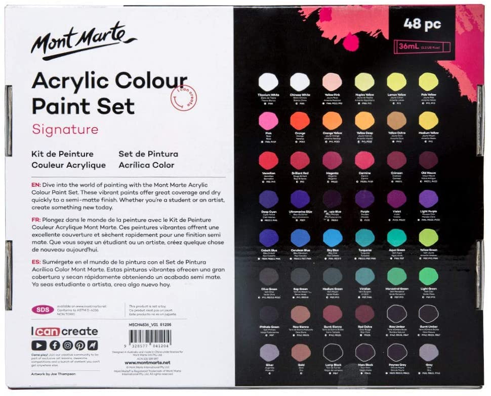 Mont Marte Acrylic Colour Paint 36 ml Set Of 48