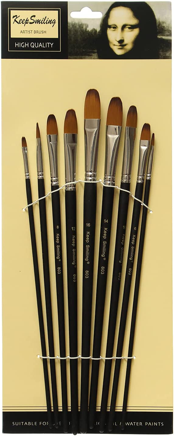 Keep Smiling Professional Artist Filbert Tip Paint Brush