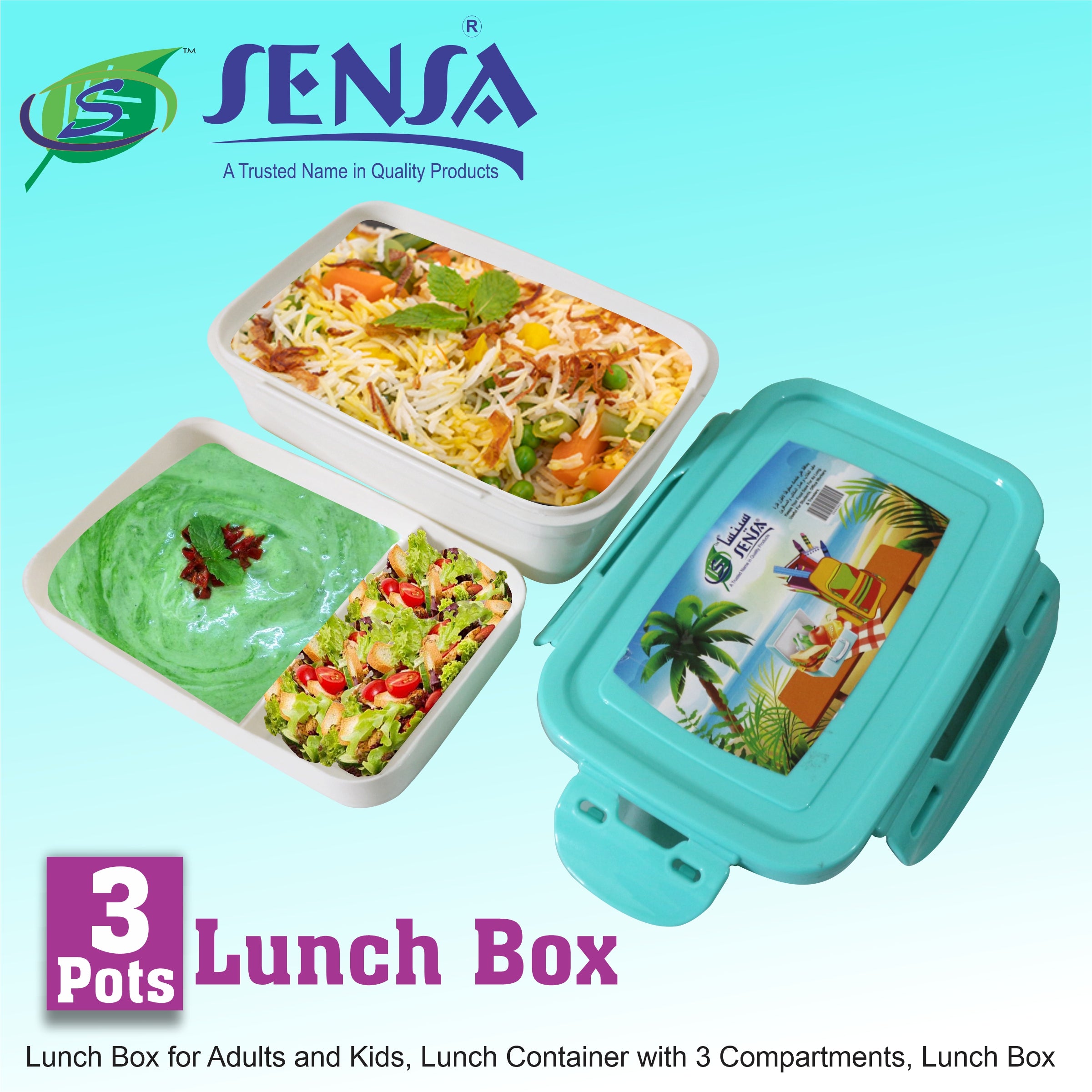 Sensa Plastic Lunch Box 3 Pots
