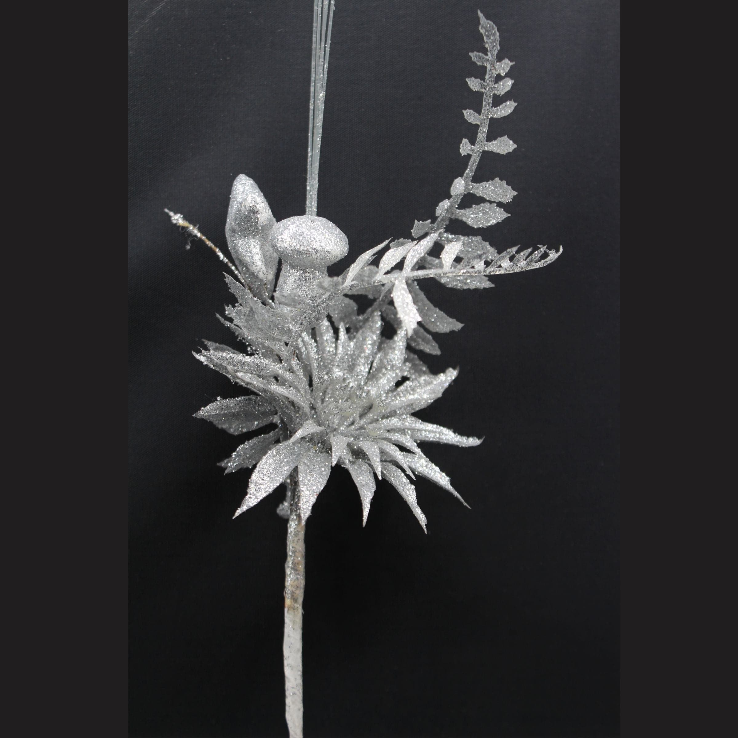 Glitter Flower Large - Silver