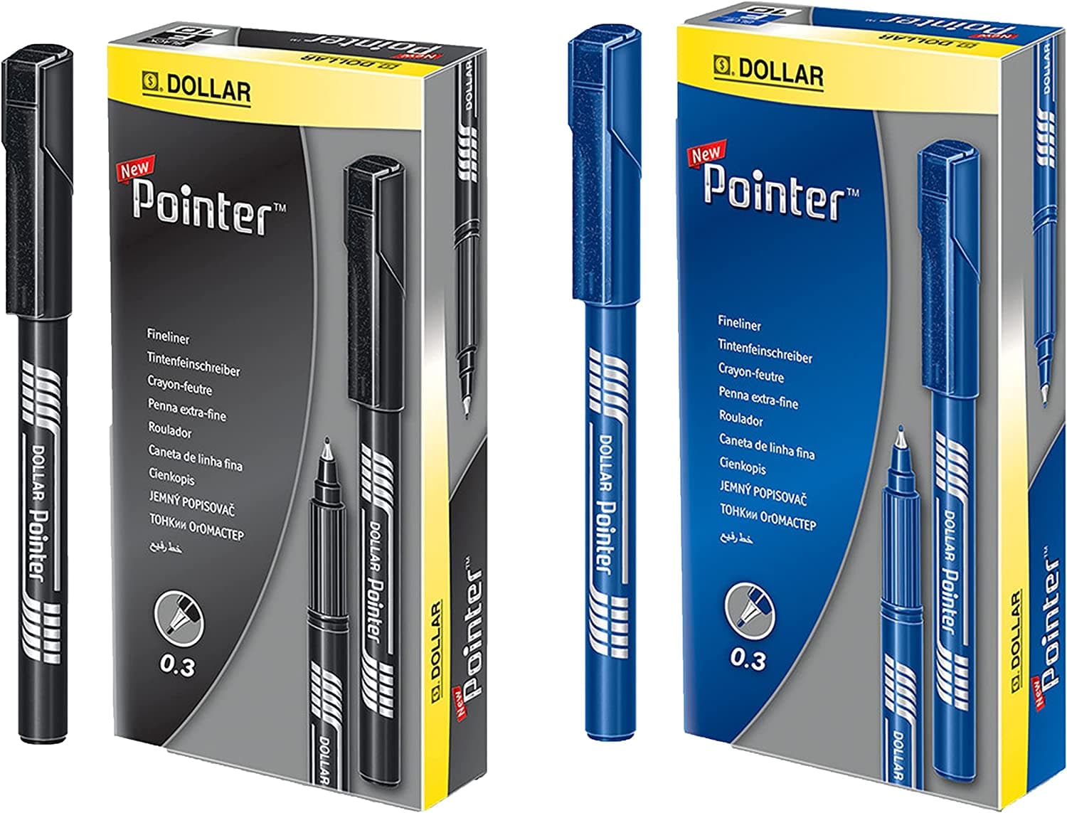 DOLLAR pointer 10 x 0.3mm Fine Liner BLACK Pens Sketching Drawing
