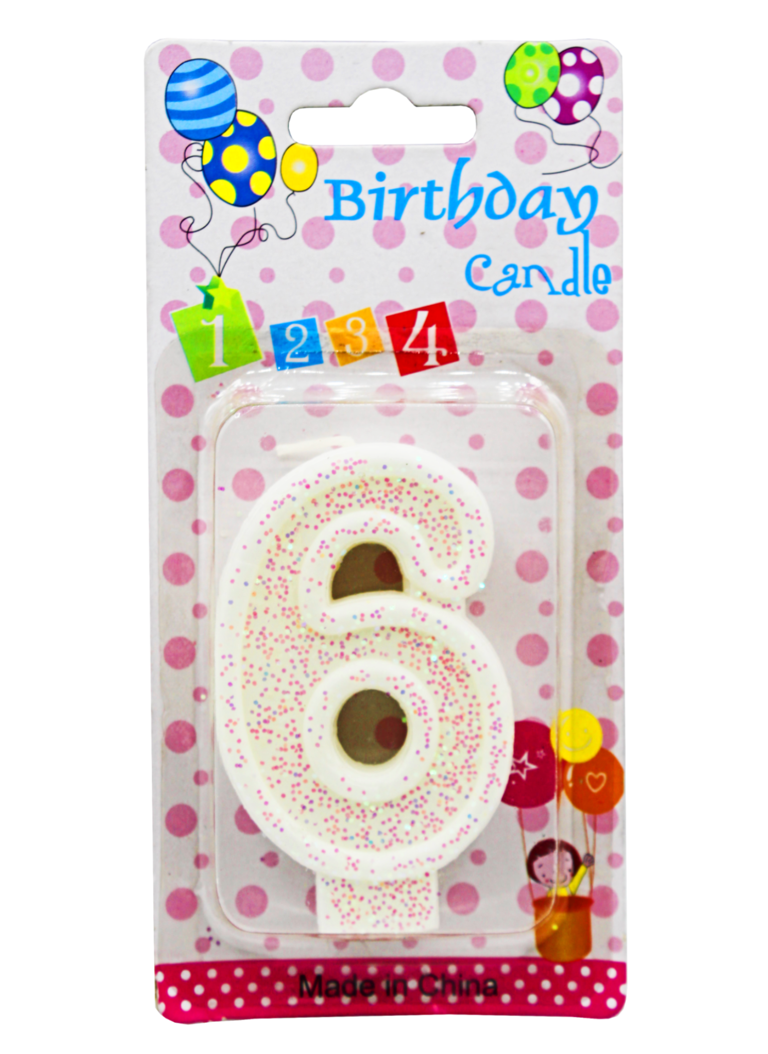 Happy Birthday No 6 Numeric Candle