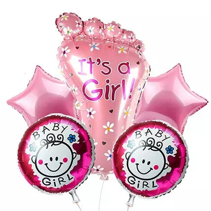 It's A Girl Foil Balloon Pack of 5