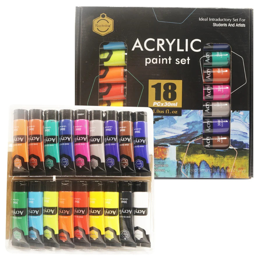 Keep Smiling Acrylic Paints 30ml Pack of 18