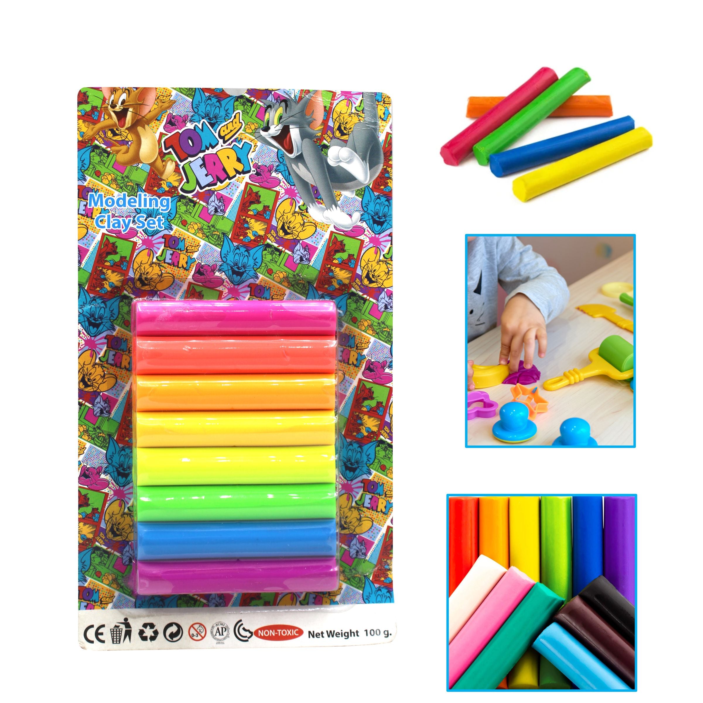 Kids Art Modeling Clay Kit, Non Toxic, Reusable, No Dry, Creativity, Fun Clay