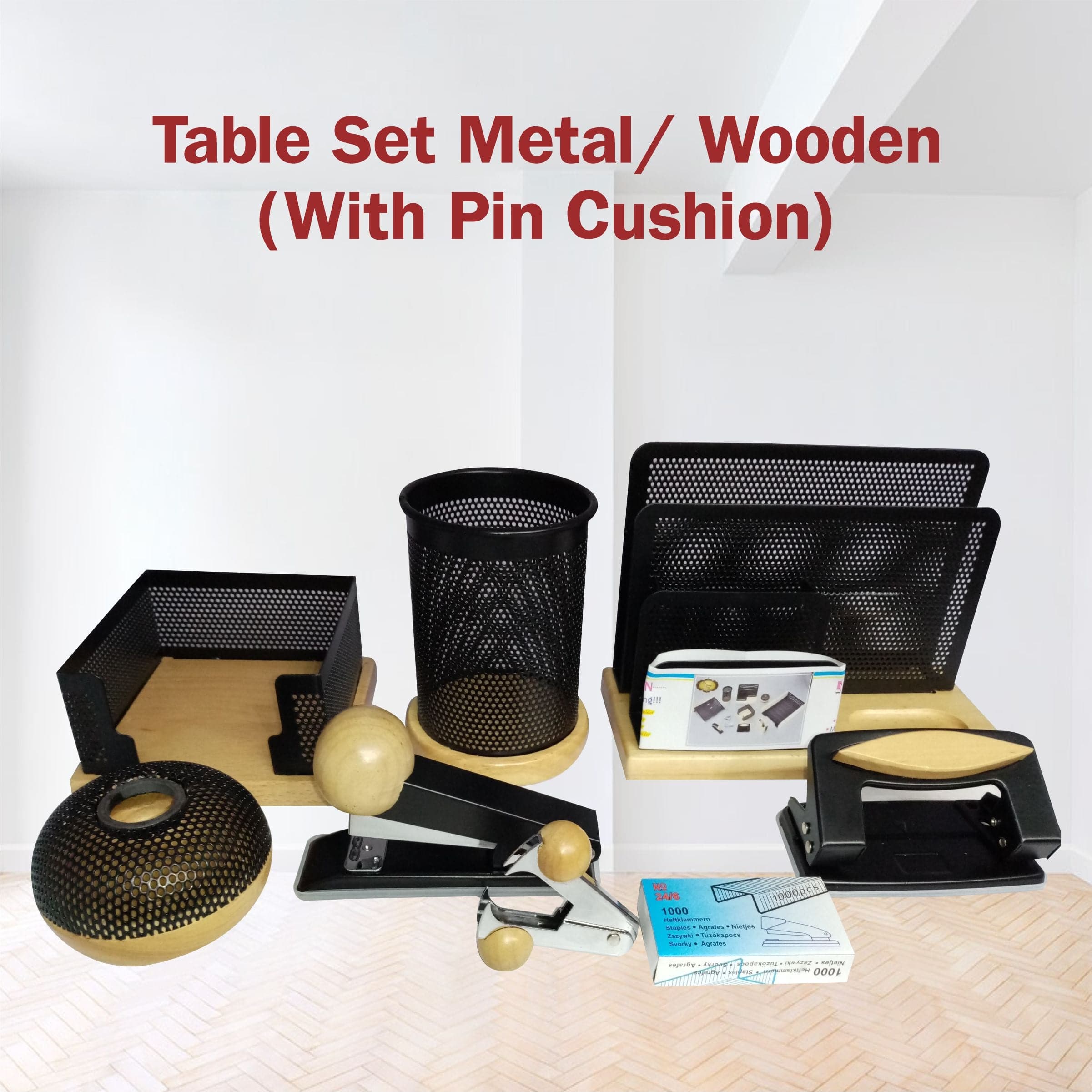 Table Set Metal/ Wooden (With Pin Cushion)