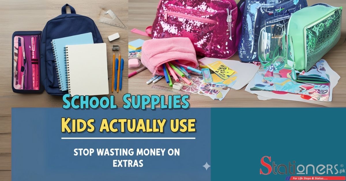 A collection of practical school supplies for children, including notebooks, pencils, and crayons, ready for classroom use.
