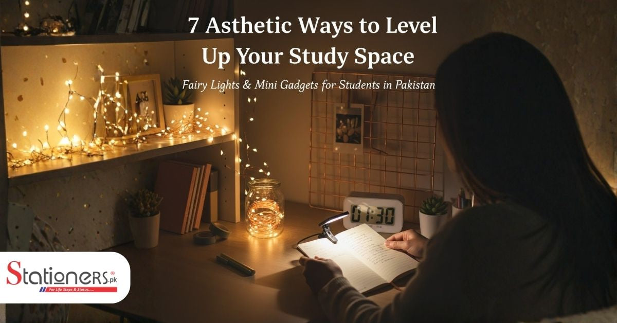 Transform your study desk with these 7 aesthetic tips. Learn how to use fairy lights, digital clocks, and mini gadgets to create a Pinterest-worthy room in Pakistan.