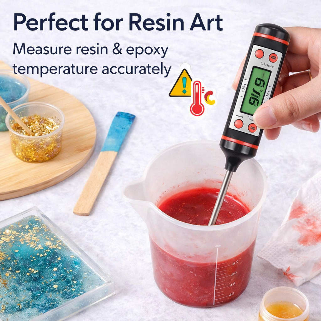 Digital Probe Thermometer -50°C to +300°C – LCD Cooking, BBQ & Resin Temperature Meter