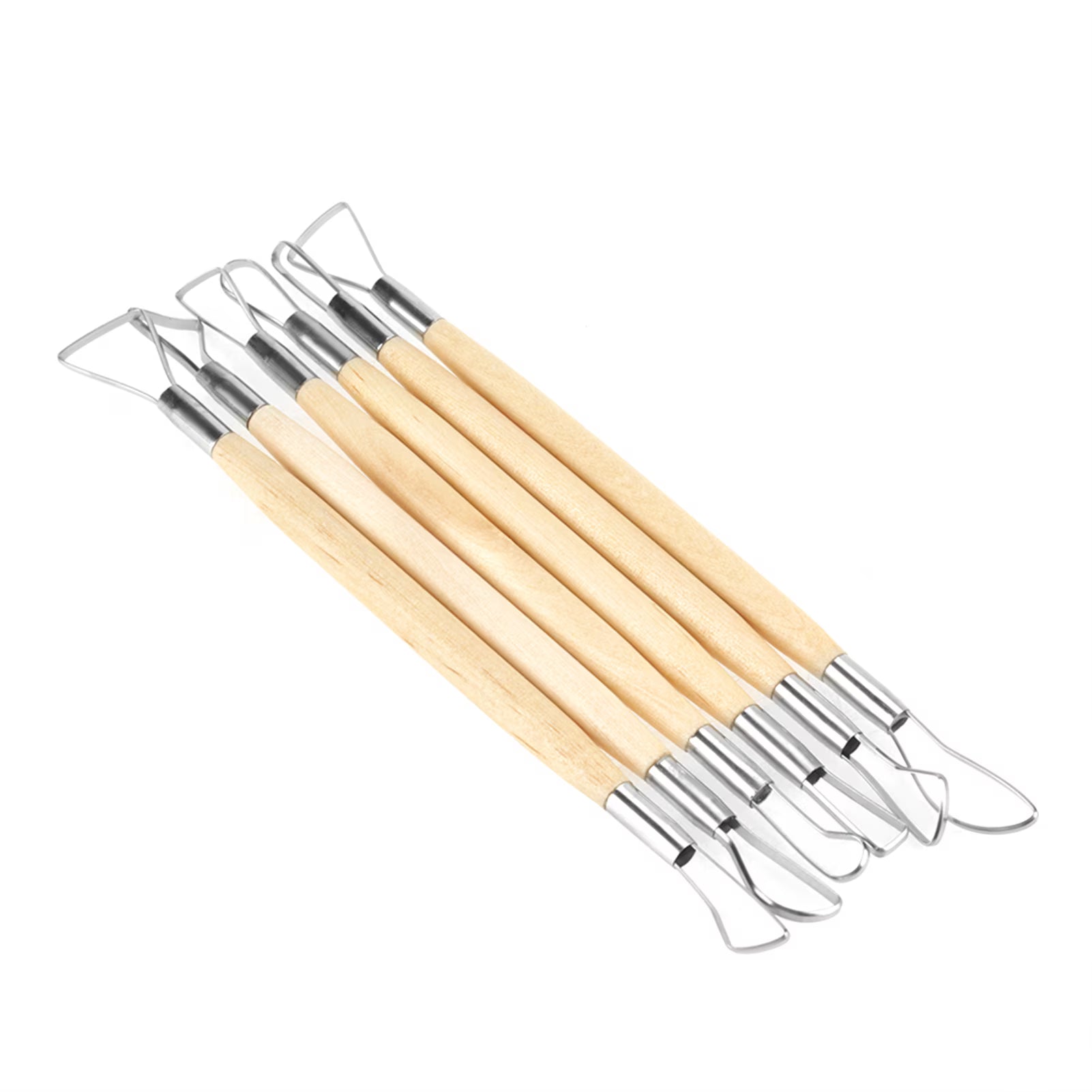 6 piece - Clay Sculpting / Pottery Tool Set – Wooden Handle