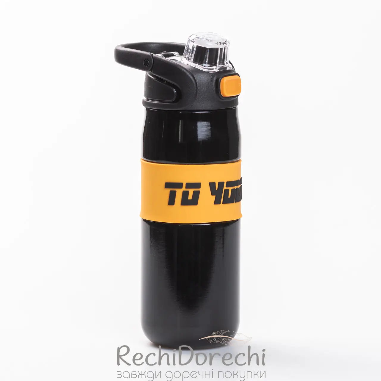 Sports Thermos Water Bottle - 680ml Black Stainless Steel