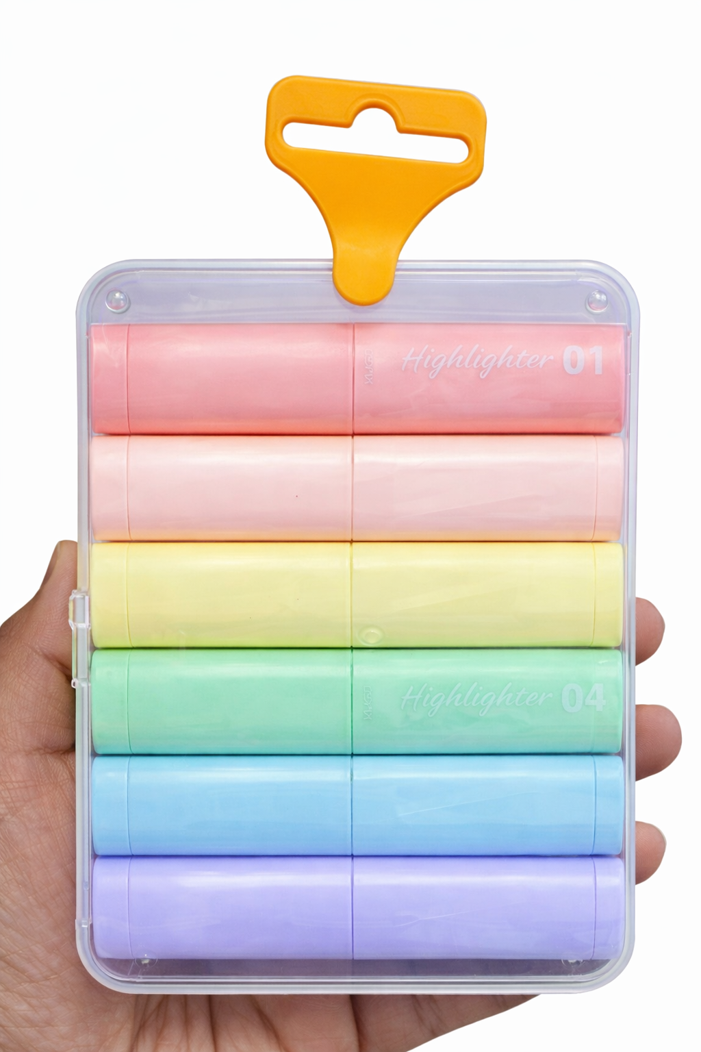 6-Piece Pastel Highlighter Set with Portable Storage Case