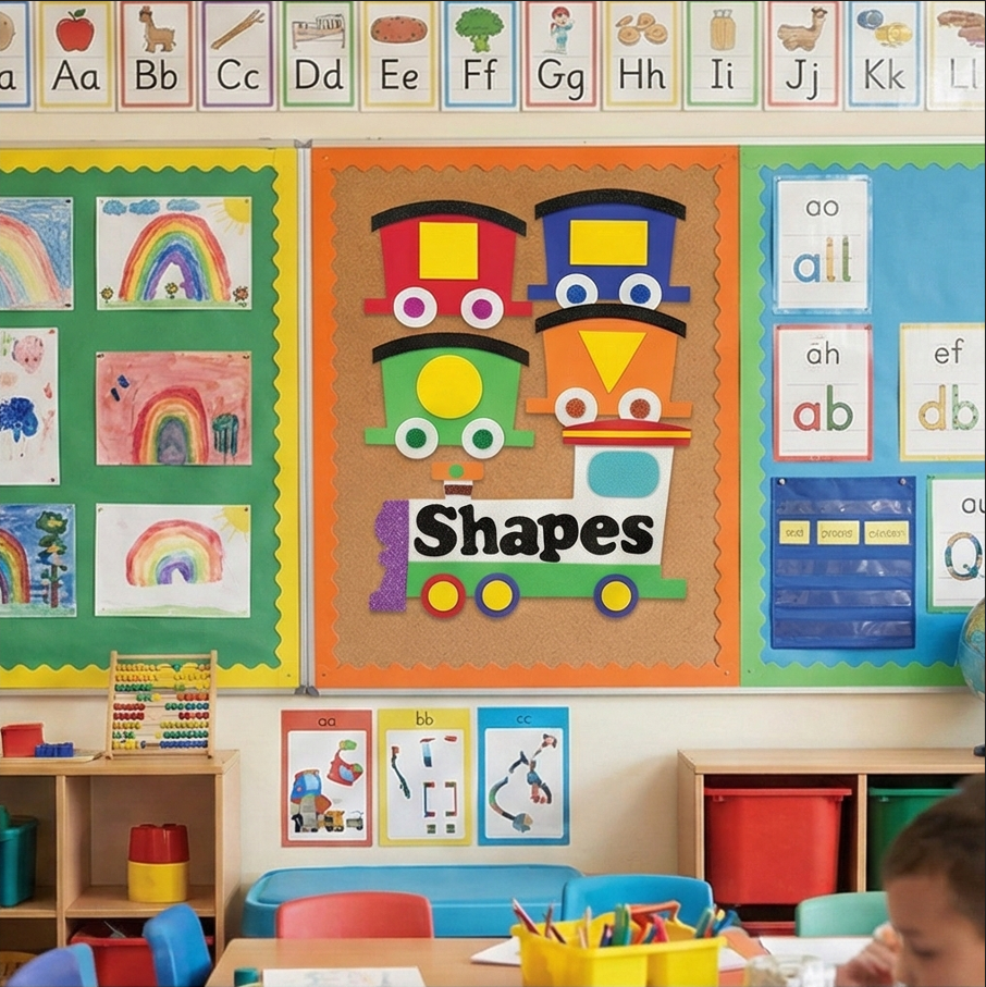 Foaming Sticker Train shapes