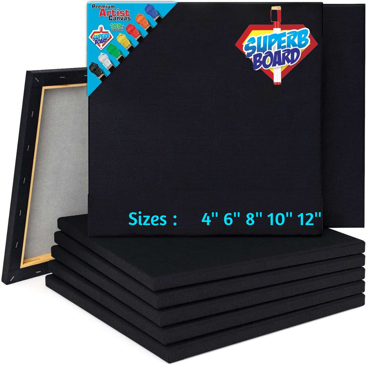 Superb Board Square Black Canvas Board (all sizes)