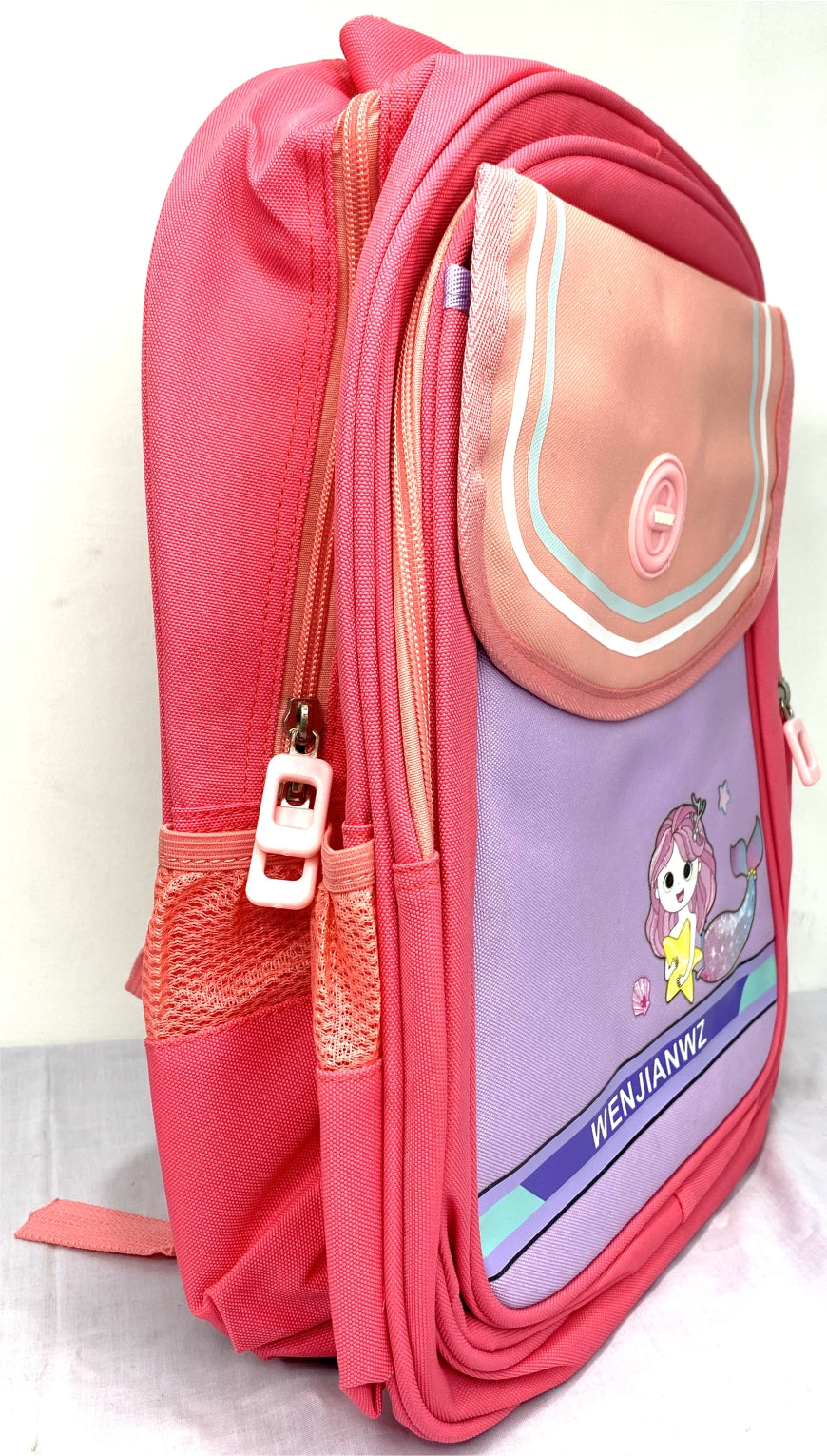 Girls' Mermaid School Bag - Pink & Purple, Lightweight, Cute Cartoon Design, Spacious & Durable