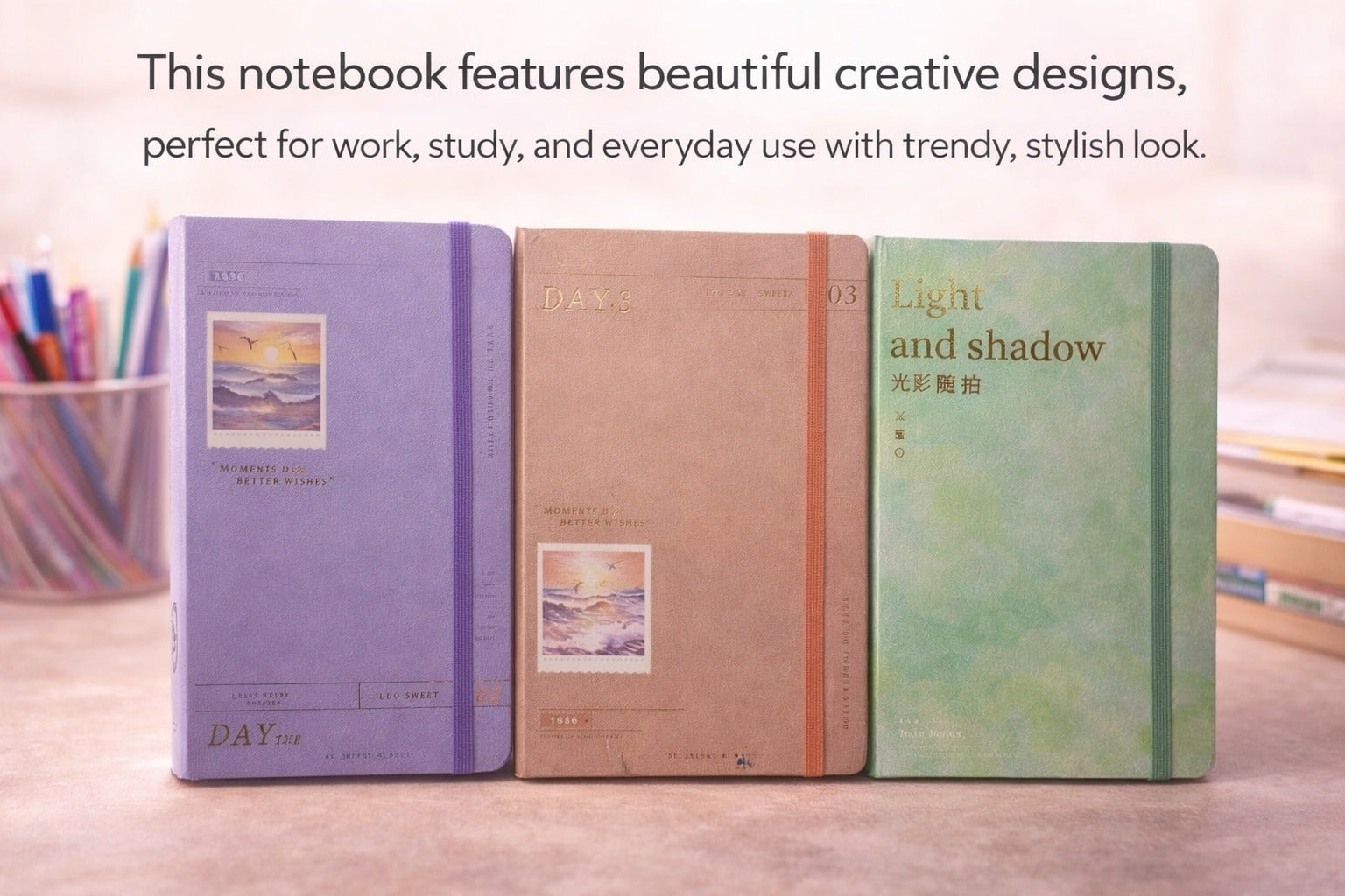 Notebooks Vintage-Style Hardcover with Elastic Closure