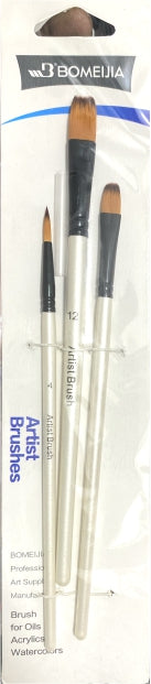 Artist Brush 3pcs Set Mix Shapes - Bomeijia