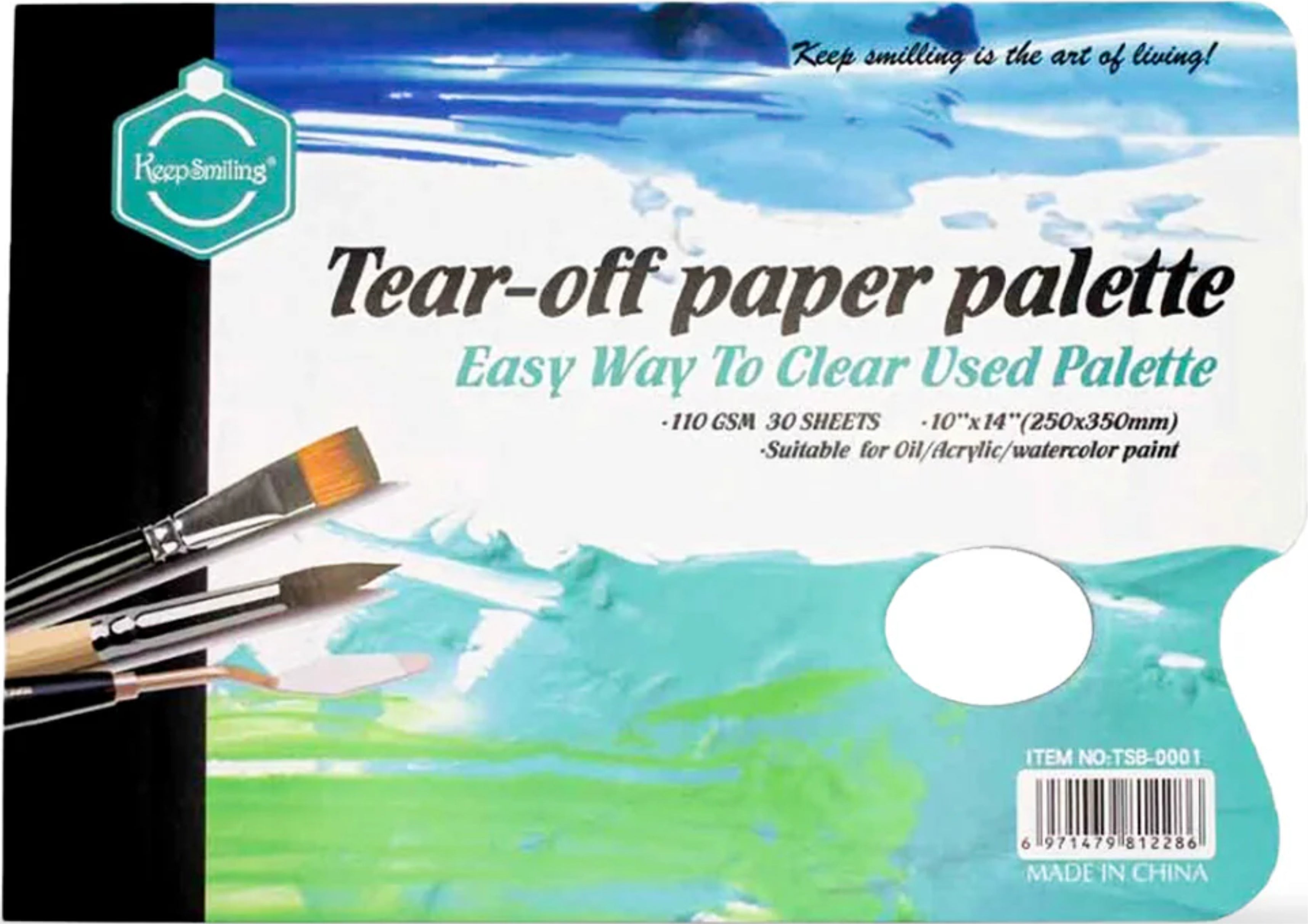 Tear Off Paper Palette - 10x14" - 30Sheets - 110g - TSB-0001 - Keepsmiling