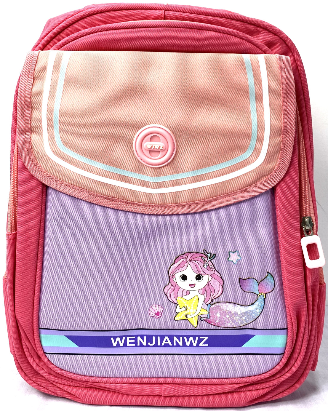 Girls' Mermaid School Bag - Pink & Purple, Lightweight, Cute Cartoon Design, Spacious & Durable