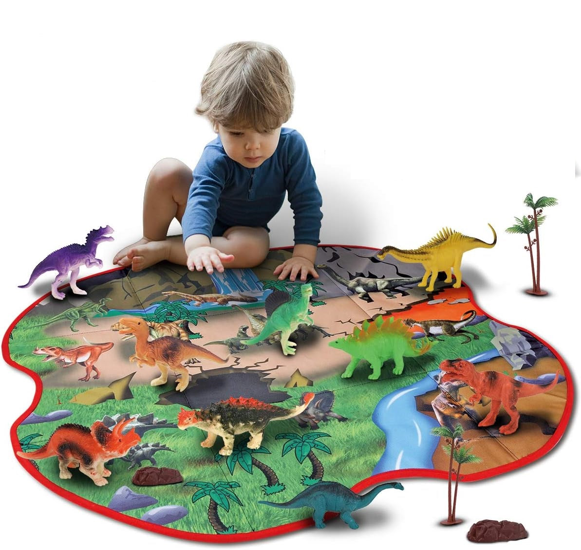 2 in 1 Dinosaur Storage Box & Playmat for Kids