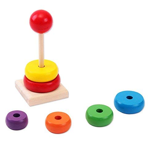 Premium Wooden Rainbow Stacking Rings, Educational BPA-Free Toy for Brain Development & Fine Motor Skills, Classic Fun & Learning