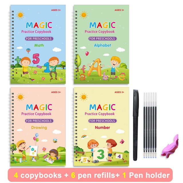 Magic Reusable Practice Copybook for Kids Pack of 4