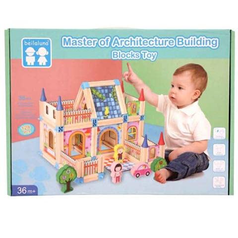 Brainbox Wooden Games Master of Architecture Building Blocks