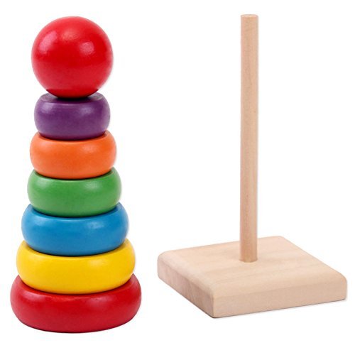 Premium Wooden Rainbow Stacking Rings, Educational BPA-Free Toy for Brain Development & Fine Motor Skills, Classic Fun & Learning