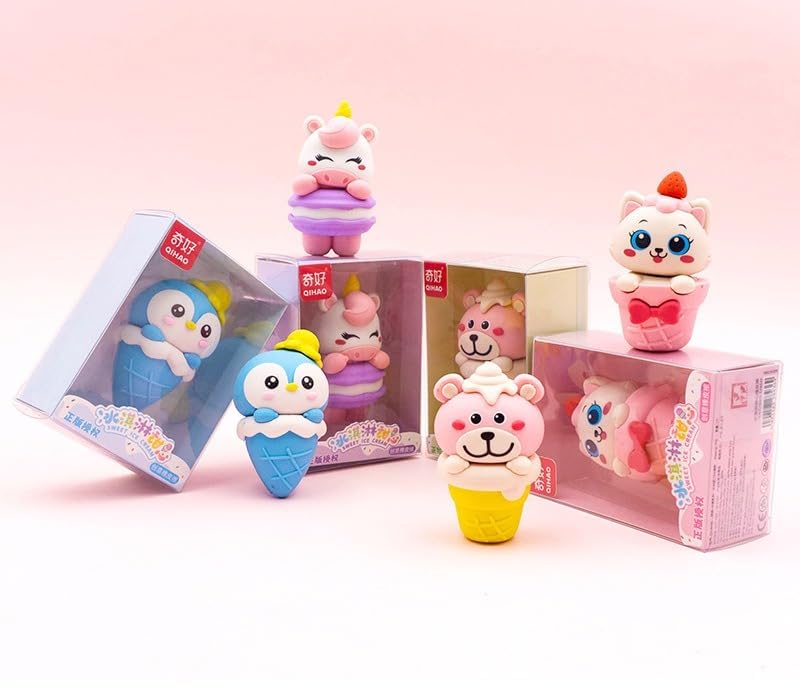 Animal Ice Cream Eraser for Best Return Gift for Girls & Boys (1Pack)