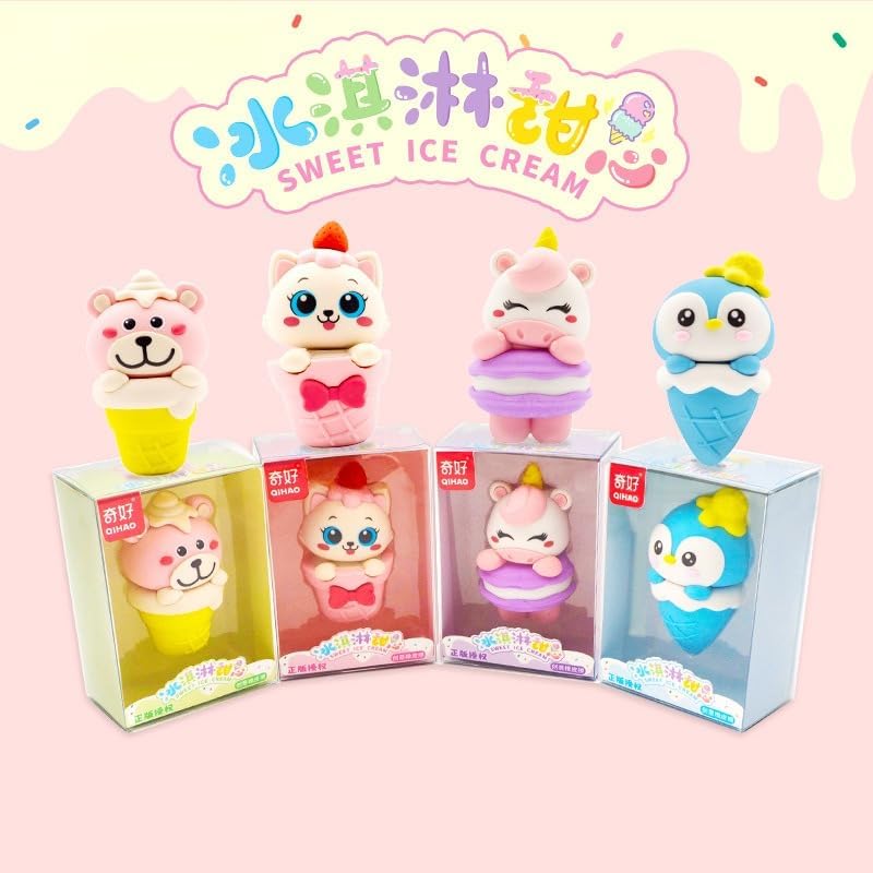 Animal Ice Cream Eraser for Best Return Gift for Girls & Boys (1Pack)