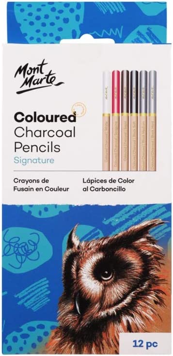 Mont Marte Signature Coloured Charcoal Pencils Pack Of 12