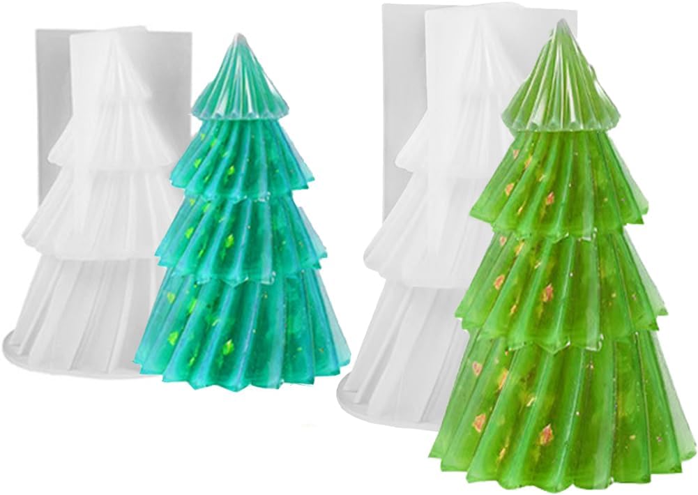 3D Christmas Tree Silicone Resin Mold – DIY Epoxy Decorative Candle & Craft Casting Mold