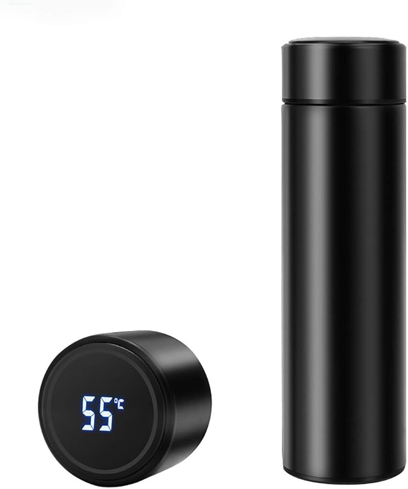 Water Bottle Stainless Steel 500ml LED Temperature Display - Multicolour