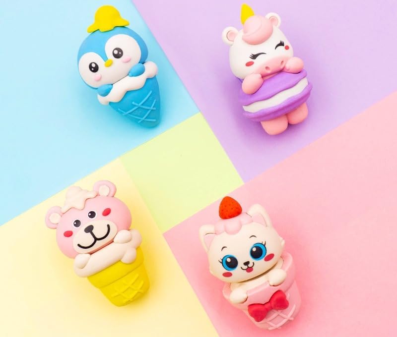 Animal Ice Cream Eraser for Best Return Gift for Girls & Boys (1Pack)