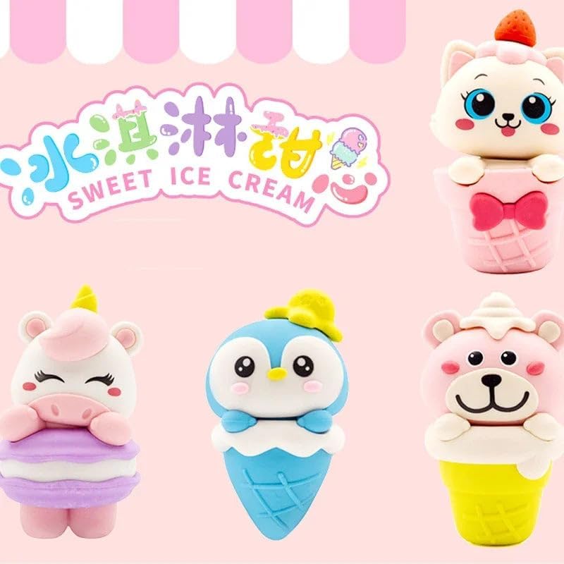 Animal Ice Cream Eraser for Best Return Gift for Girls & Boys (1Pack)