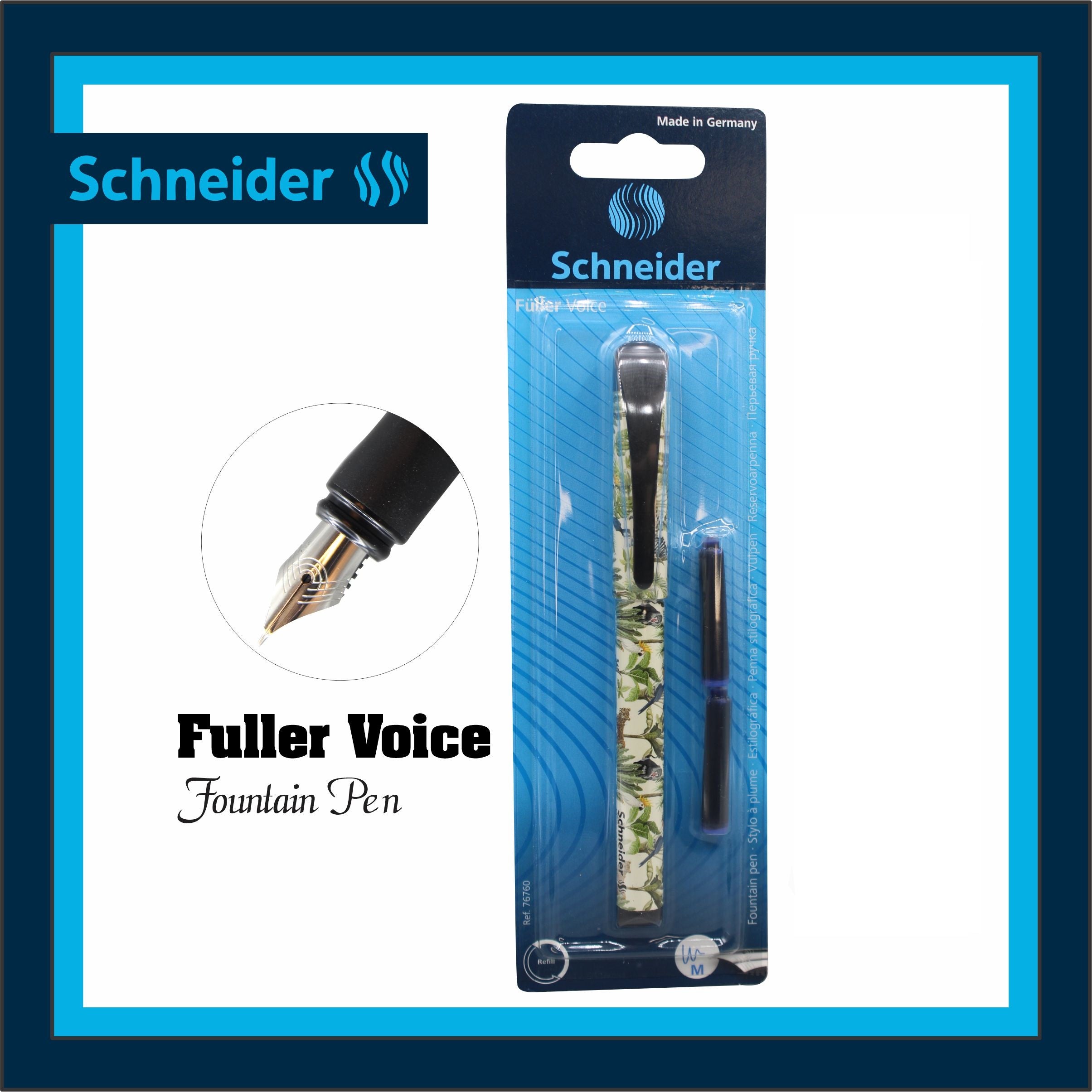 Schneider Fuller Voice Jungle Fountain Pen Blister Pack