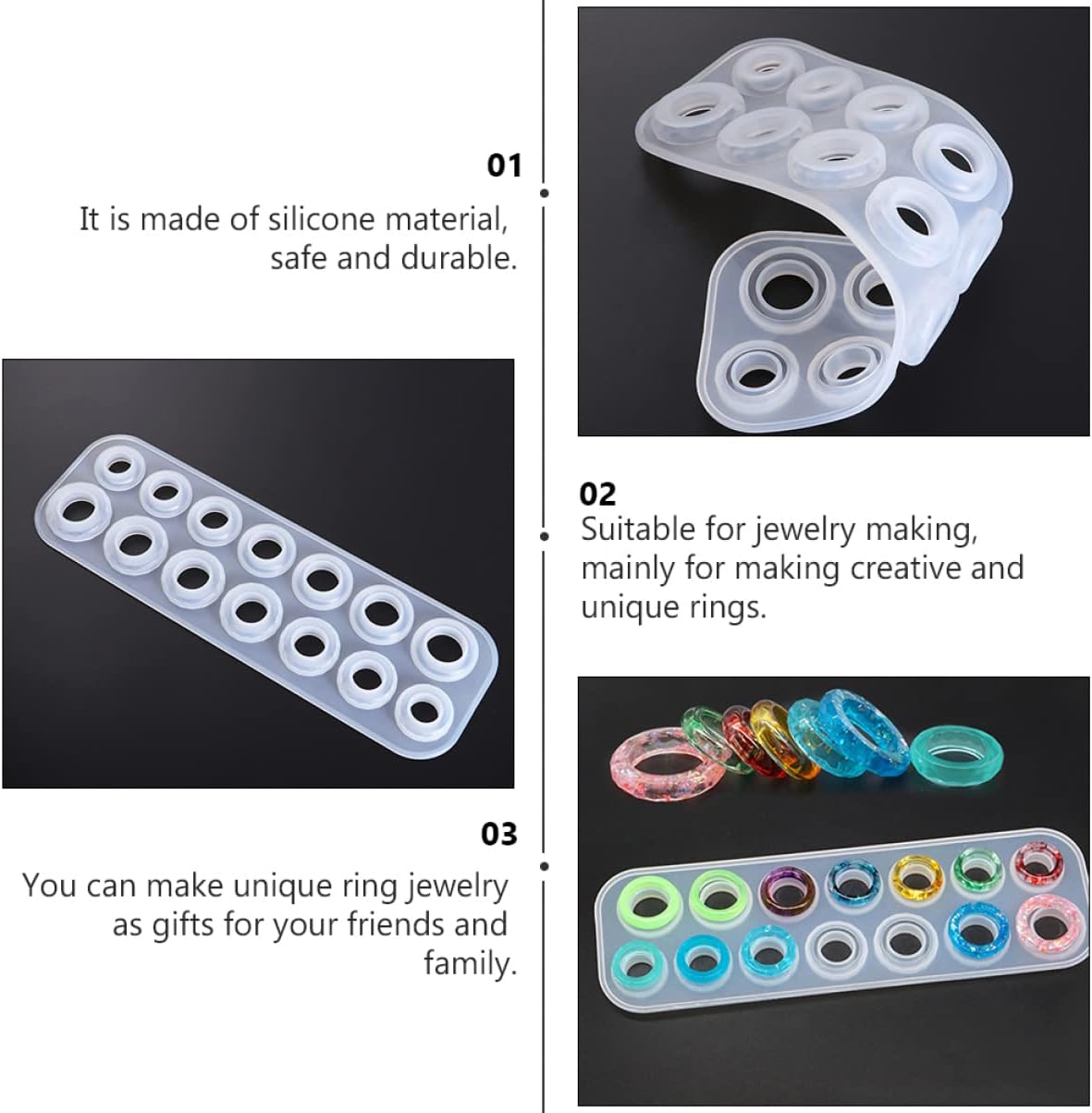 Resin Finger Ring Epoxy Mold – Silicone Jewelry Casting Mould for DIY Ring Making 1pc