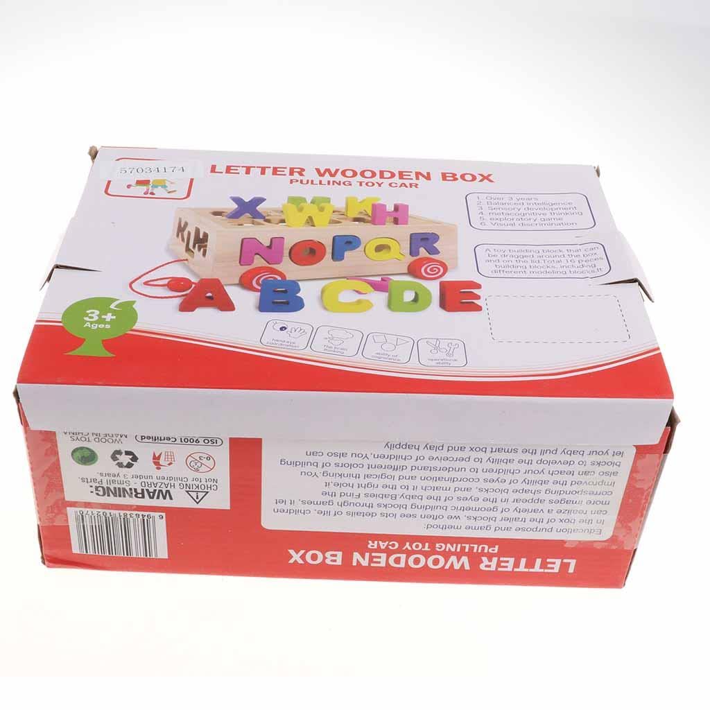 Digital Alphabet Pulling Car Wooden Box
